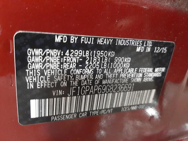 Photo 10 from auction – 2016 SUBARU IMPREZA SP with VIN JF1GPAP69G8236691