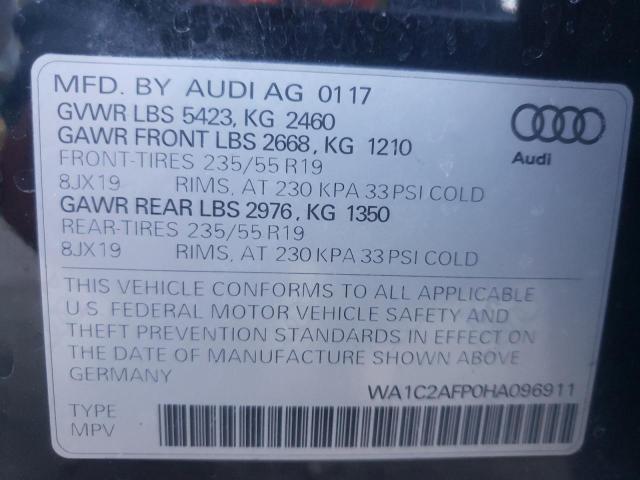 Photo 10 from auction – 2017 AUDI Q5 PREMIUM with VIN WA1C2AFP0HA096911