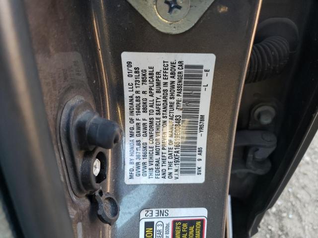Photo 10 from auction – 2009 HONDA CIVIC LX with VIN 19XFA16519E008483