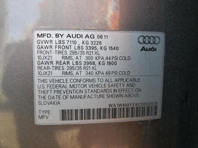 Photo 10 from auction – 2012 AUDI Q7 PRESTIG with VIN WA1WMAFE8CD000925
