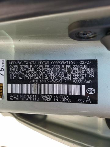 Photo 10 from auction – 2007 TOYOTA PRIUS with VIN JTDKB20U273239317