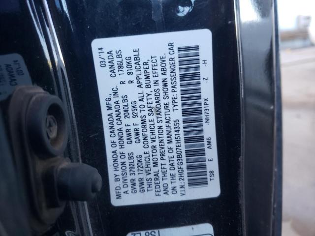 Photo 10 from auction – 2014 HONDA CIVIC EXL with VIN 2HGFG3B07EH514355