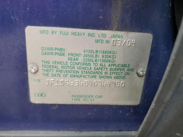 Photo 10 from auction – 2004 SUBARU FORESTER 2 with VIN JF1SG63604G764750