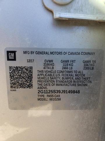 Photo 10 from auction – 2018 CHEVROLET IMPALA PRE with VIN 2G1125S39J9149848