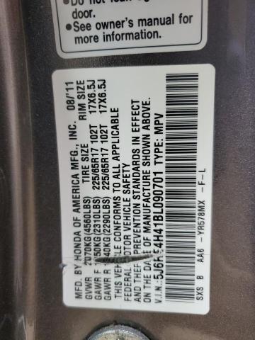 Photo 10 from auction – 2011 HONDA CR-V SE with VIN 5J6RE4H41BL090701