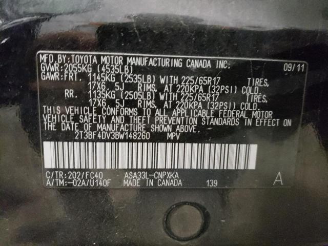 Photo 10 from auction – 2011 TOYOTA RAV4 with VIN 2T3BF4DV3BW148260