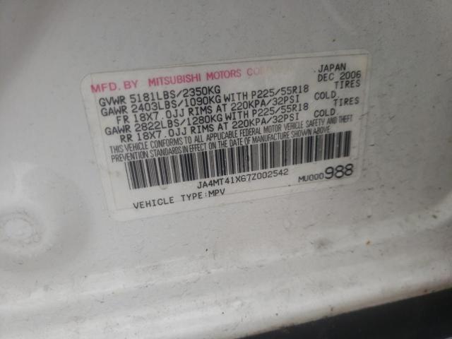 Photo 10 from auction – 2007 MITSUBISHI OUTLANDER with VIN JA4MT41X67Z002542