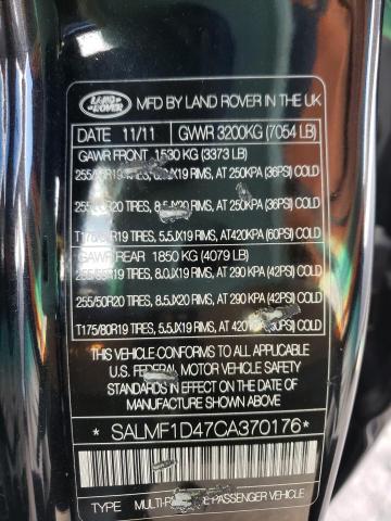 Photo 10 from auction – 2012 LAND ROVER RANGE ROVE with VIN SALMF1D47CA370176
