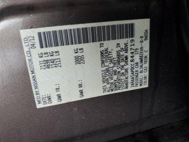 Photo 10 from auction – 2012 NISSAN MAXIMA S with VIN 1N4AA5AP0CC844719