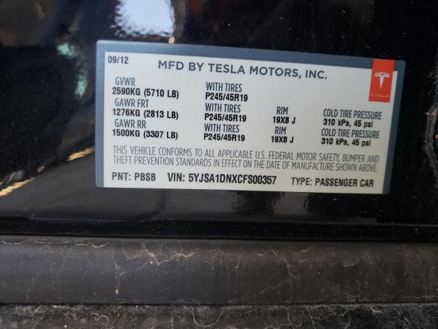 Photo 10 from auction – 2012 TESLA MODEL S with VIN 5YJSA1DNXCFS00357
