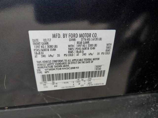 Photo 10 from auction – 2017 FORD EXPLORER X with VIN 1FM5K7D81HGC28810