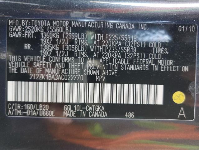 Photo 10 from auction – 2010 LEXUS RX 350 with VIN 2T2ZK1BA3AC022770