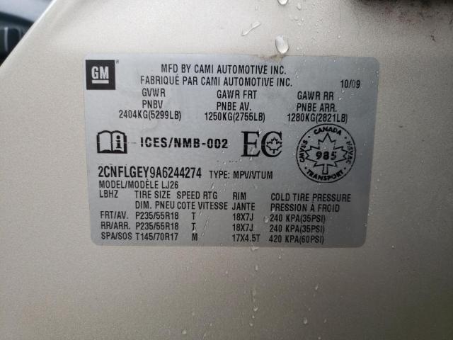 Photo 10 from auction – 2010 CHEVROLET EQUINOX LT with VIN 2CNFLGEY9A6244274
