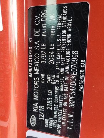 Photo 10 from auction – 2019 KIA FORTE EX with VIN 3KPF54AD0KE070998