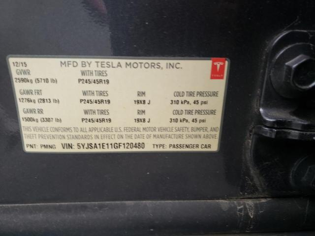 Photo 10 from auction – 2016 TESLA MODEL S with VIN 5YJSA1E11GF120480