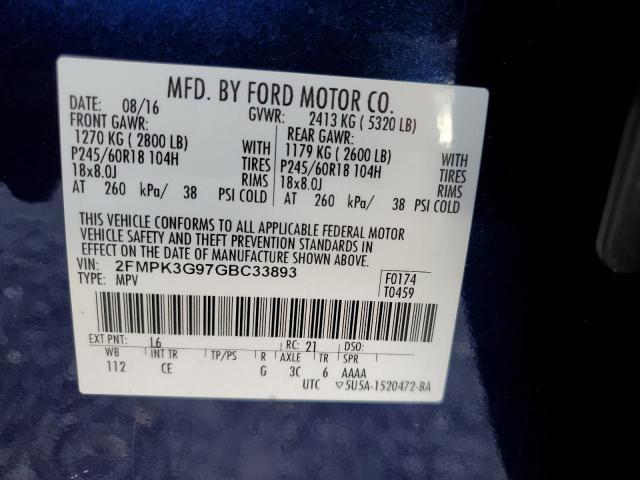 Photo 10 from auction – 2016 FORD EDGE SE with VIN 2FMPK3G97GBC33893