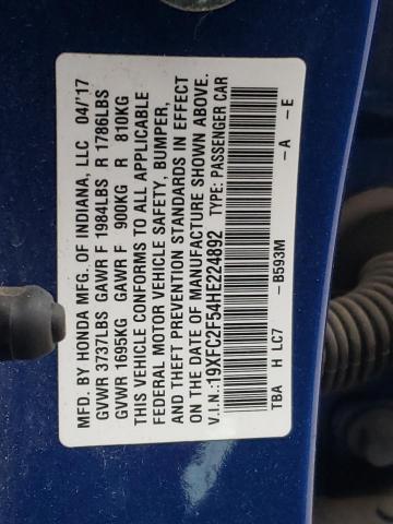 Photo 10 from auction – 2017 HONDA CIVIC LX with VIN 19XFC2F54HE224892