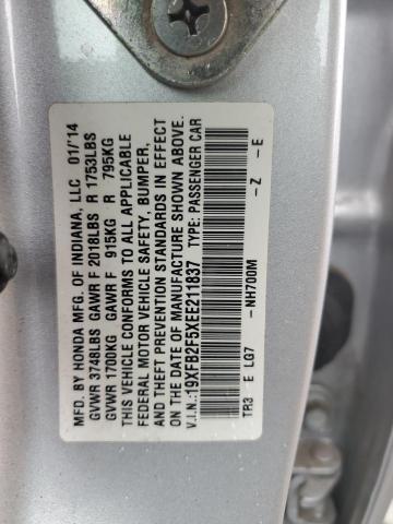 Photo 10 from auction – 2014 HONDA CIVIC LX with VIN 19XFB2F5XEE211837