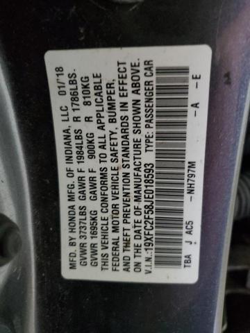 Photo 10 from auction – 2018 HONDA CIVIC LX with VIN 19XFC2F58JE018593