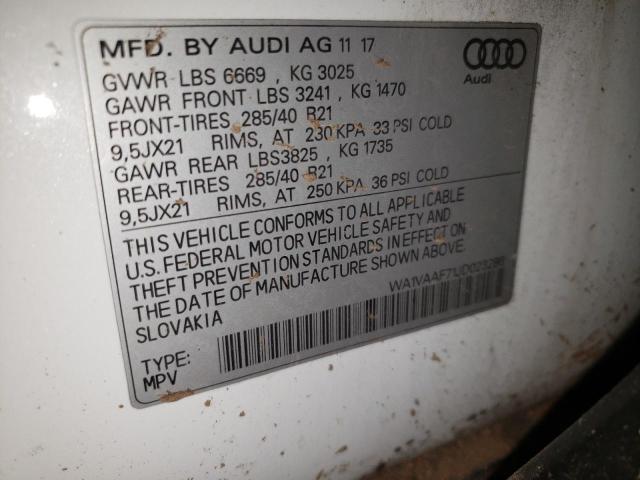 Photo 10 from auction – 2018 AUDI Q7 PRESTIG with VIN WA1VAAF71JD023286