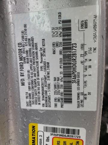 Photo 10 from auction – 2018 FORD FUSION SE with VIN 3FA6P0HD0JR281723