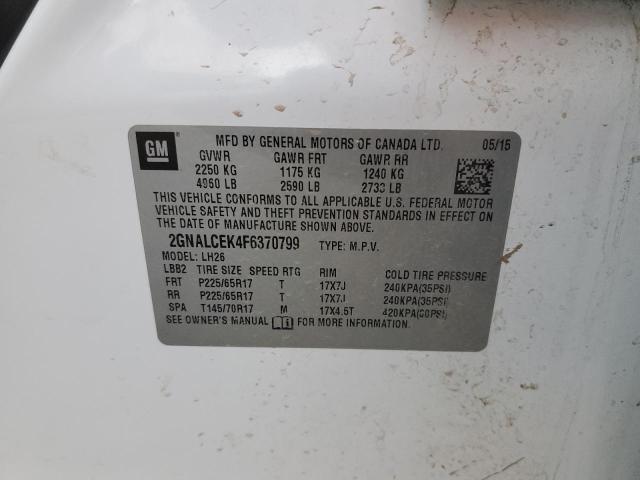 Photo 10 from auction – 2015 CHEVROLET EQUINOX LT with VIN 2GNALCEK4F6370799