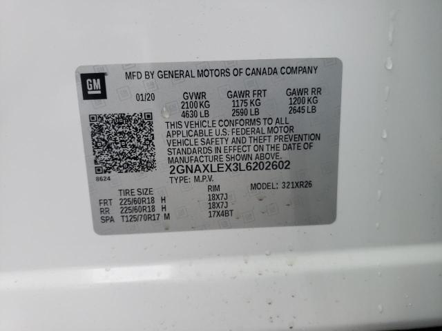 Photo 10 from auction – 2020 CHEVROLET EQUINOX LT with VIN 2GNAXLEX3L6202602