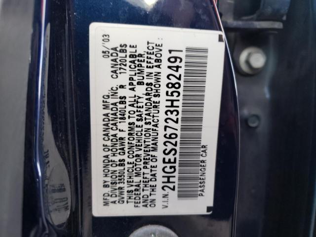 Photo 10 from auction – 2003 HONDA CIVIC EX with VIN 2HGES26723H582491