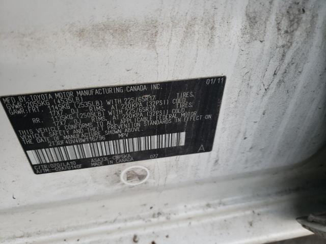 Photo 10 from auction – 2011 TOYOTA RAV4 LIMIT with VIN 2T3DF4DV4BW116796
