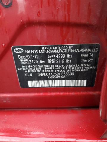 Photo 10 from auction – 2013 HYUNDAI SONATA SE with VIN 5NPEC4AC5DH658600