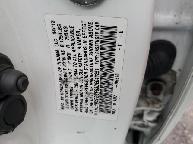 Photo 10 from auction – 2013 HONDA CIVIC LX with VIN 19XFB2F53DE040251