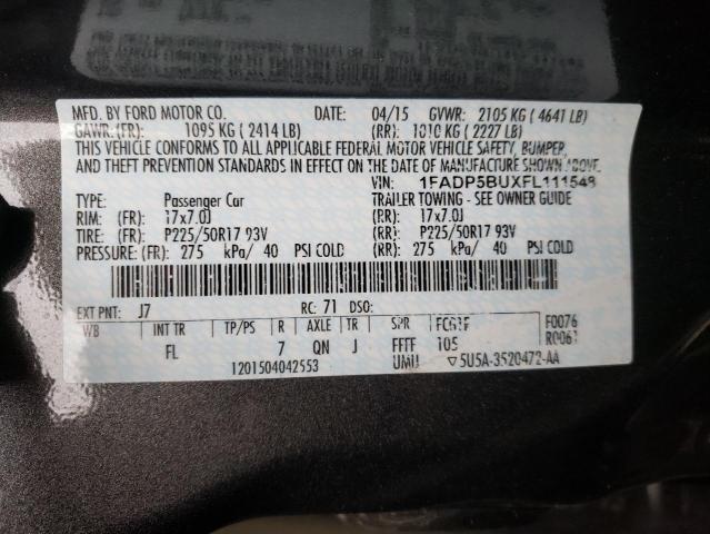 Photo 10 from auction – 2015 FORD C-MAX SEL with VIN 1FADP5BUXFL111548