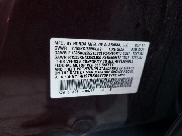 Photo 10 from auction – 2011 HONDA PILOT TOUR with VIN 5FNYF4H97BB092739