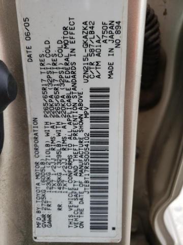 Photo 10 from auction – 2005 TOYOTA 4RUNNER LI with VIN JTEBT17R550054102