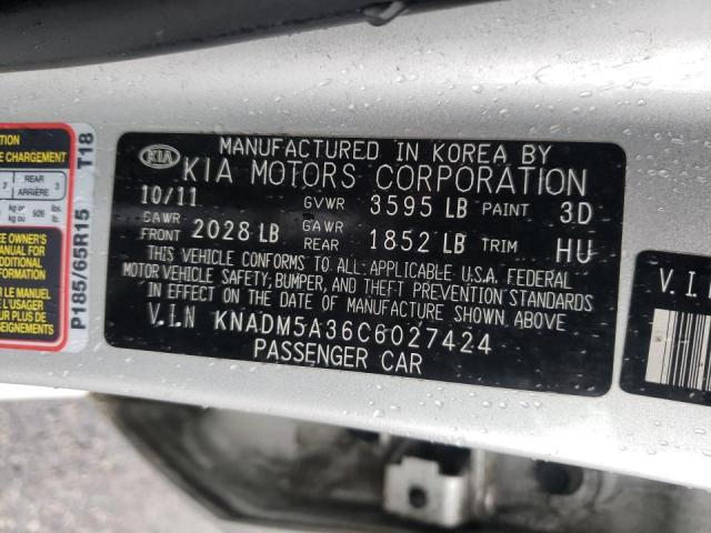 Photo 10 from auction – 2012 KIA RIO LX with VIN KNADM5A36C6027424