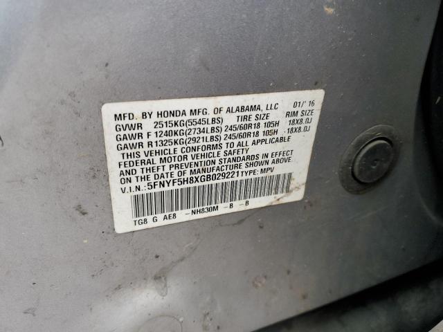 Photo 10 from auction – 2016 HONDA PILOT EXL with VIN 5FNYF5H8XGB029221