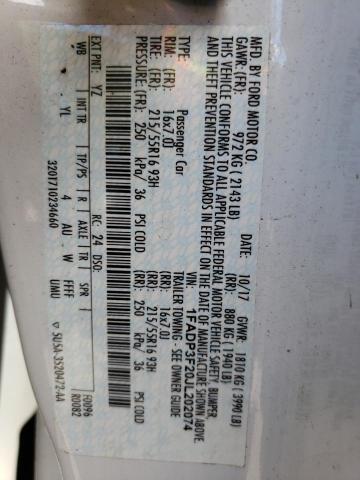 Photo 10 from auction – 2018 FORD FOCUS SE with VIN 1FADP3F20JL202074