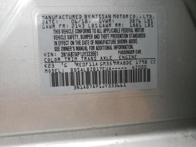 Photo 10 from auction – 2018 NISSAN SENTRA S with VIN 3N1AB7AP1JY333661