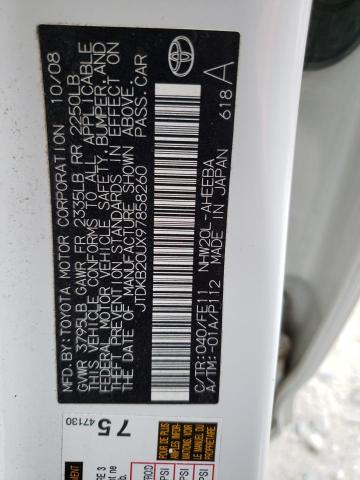 Photo 10 from auction – 2009 TOYOTA PRIUS with VIN JTDKB20UX97858260