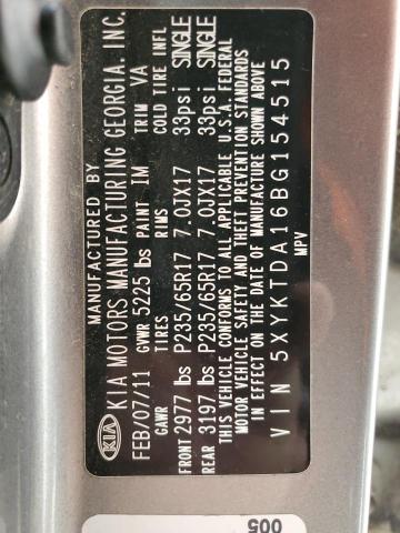 Photo 10 from auction – 2011 KIA SORENTO BA with VIN 5XYKTDA16BG154515