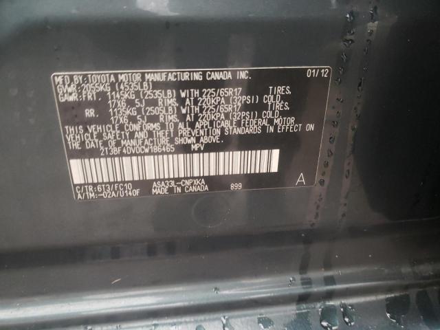 Photo 10 from auction – 2012 TOYOTA RAV4 with VIN 2T3BF4DV0CW186465
