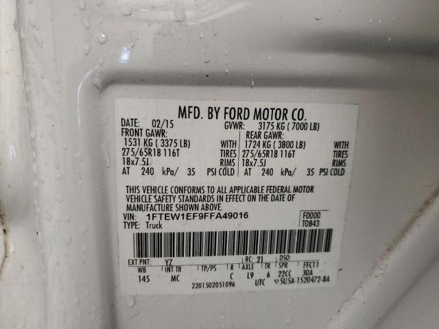 Photo 10 from auction – 2015 FORD F150 SUPER with VIN 1FTEW1EF9FFA49016