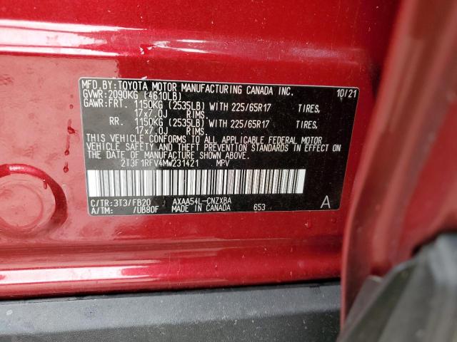 Photo 10 from auction – 2021 TOYOTA RAV4 LE with VIN 2T3F1RFV4MW231421