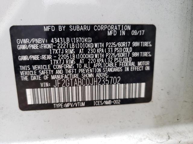 Photo 10 from auction – 2018 SUBARU CROSSTREK with VIN JF2GTABC0JH235702
