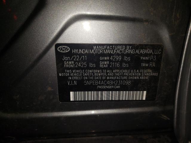Photo 10 from auction – 2011 HYUNDAI SONATA GLS with VIN 5NPEB4AC4BH231098