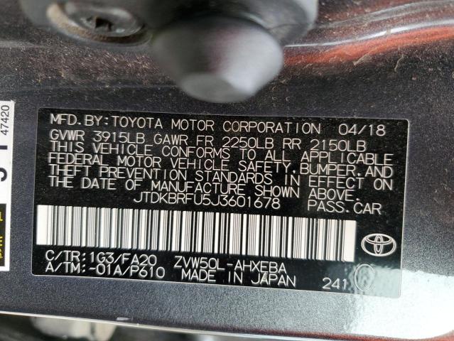 Photo 10 from auction – 2018 TOYOTA PRIUS with VIN JTDKBRFU5J3601678