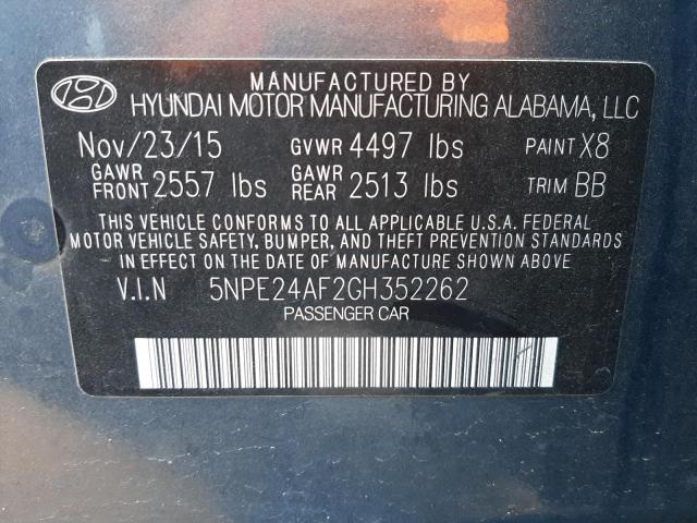 Photo 10 from auction – 2016 HYUNDAI SONATA SE with VIN 5NPE24AF2GH352262