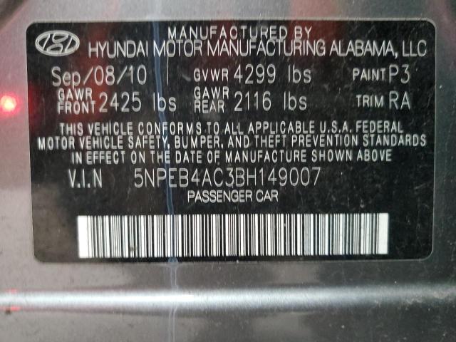 Photo 10 from auction – 2011 HYUNDAI SONATA GLS with VIN 5NPEB4AC3BH149007