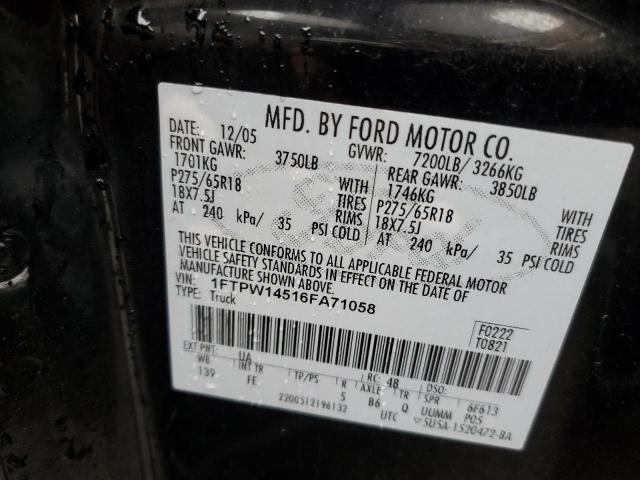 Photo 10 from auction – 2006 FORD F150 SUPER with VIN 1FTPW14516FA71058
