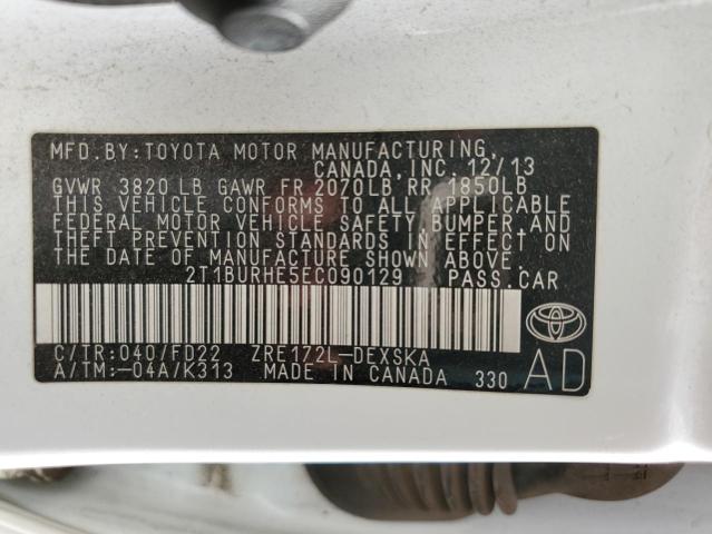 Photo 10 from auction – 2014 TOYOTA COROLLA L with VIN 2T1BURHE5EC090129